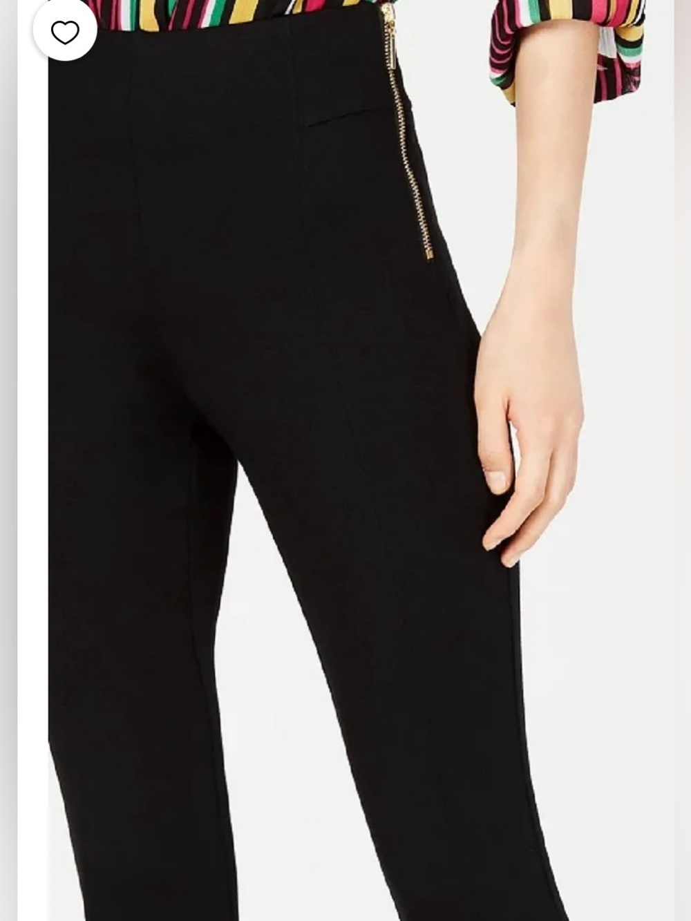 INC International Concepts Black Leggings with Gold Zippers. Size 14.